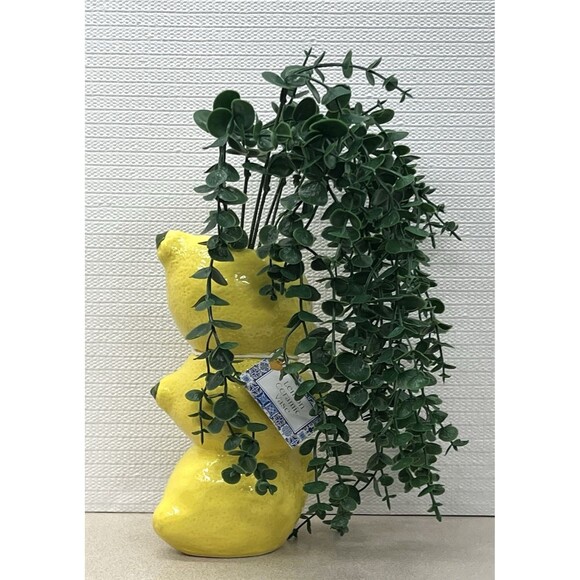 LEMON Ceramic Pottery Bud Vase Figural Yellow 3-D Textured One Design Home - Picture 15 of 17